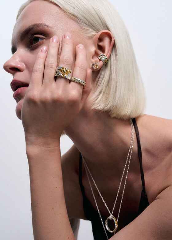 Широкие кольца Kintsugi Jewelry Кольцо из серебра с биколорным покрытием Surrender