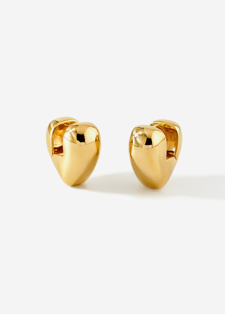 Puffed Gold Heart Earrings