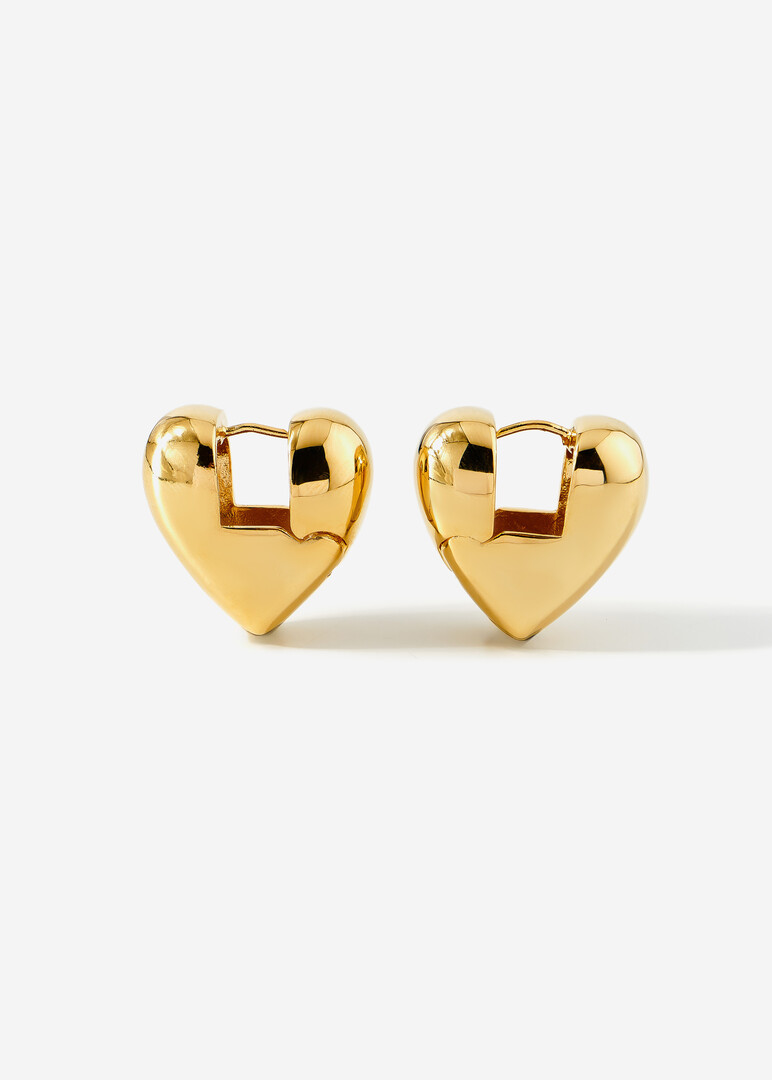 Puffed Gold Heart Earrings