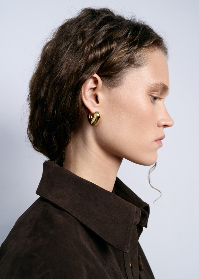 Puffed Gold Heart Earrings