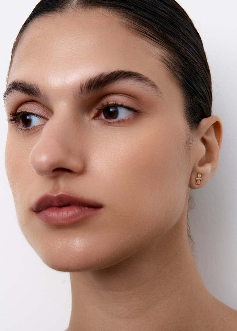 gold-plated sterling silver the child mono-earring with zirconia
