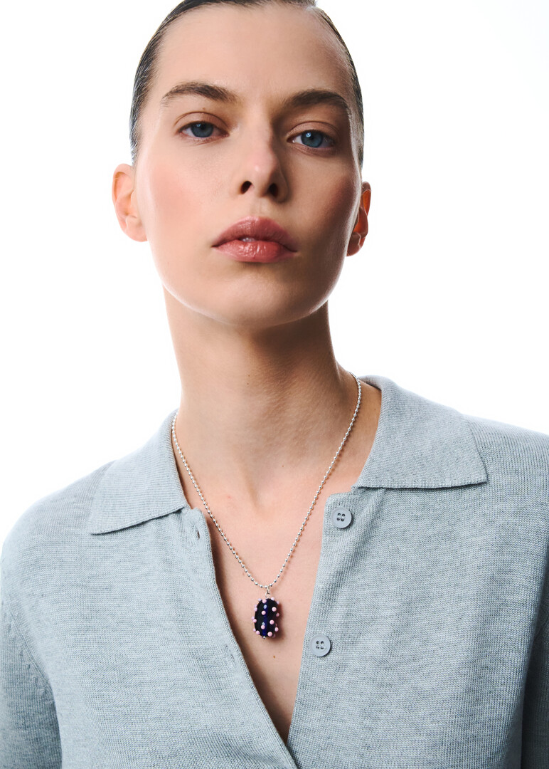 blue glass pendant Bean With Love