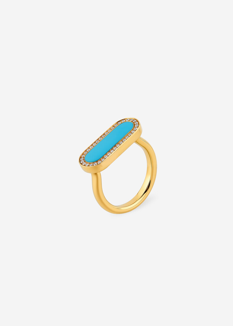 gold diamond and turquoise ring