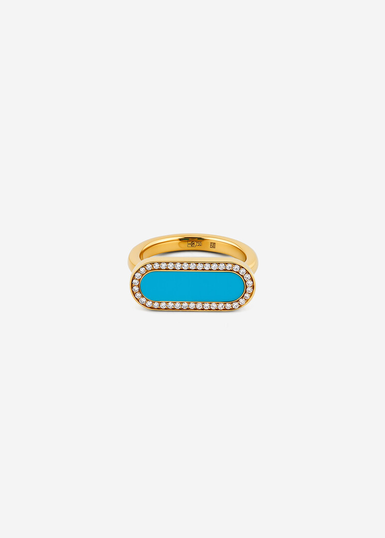 gold diamond and turquoise ring