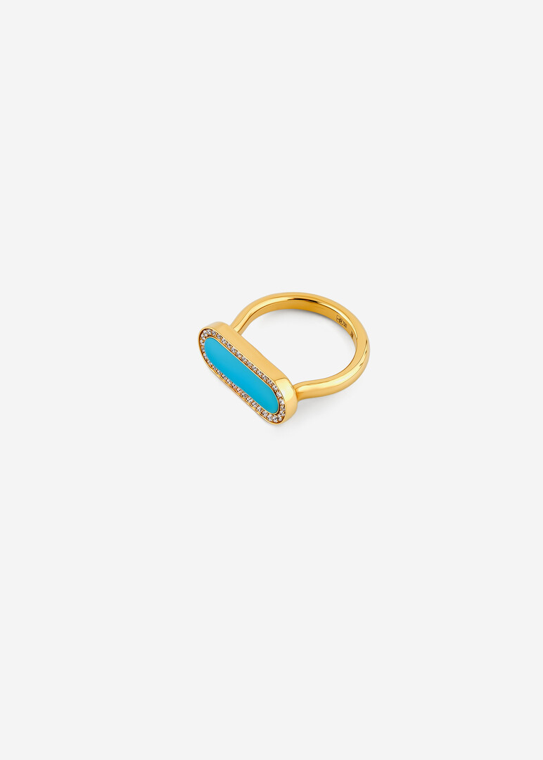 gold diamond and turquoise ring