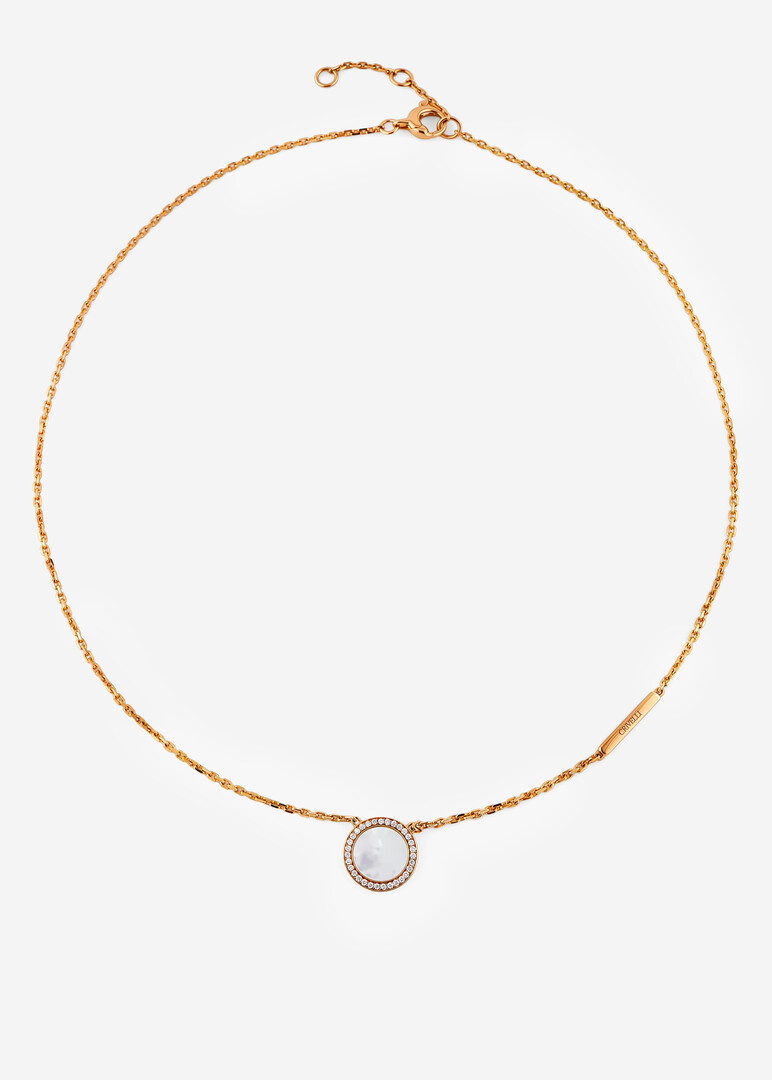 gold diamond and mother-of-pearl necklace