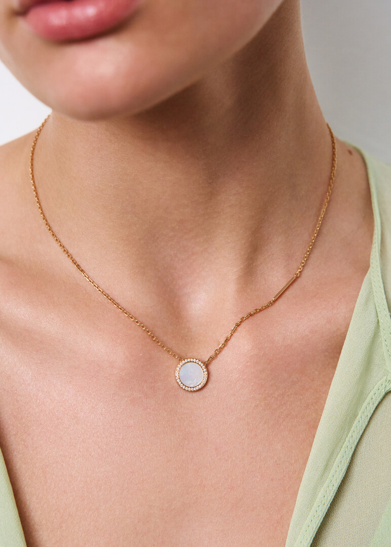 gold diamond and mother-of-pearl necklace