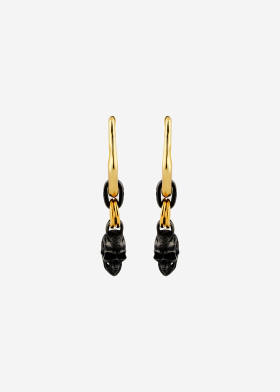 Серьги средней длины INDULGENCE safina concept Золотистые серьги Skull с черными подвесками