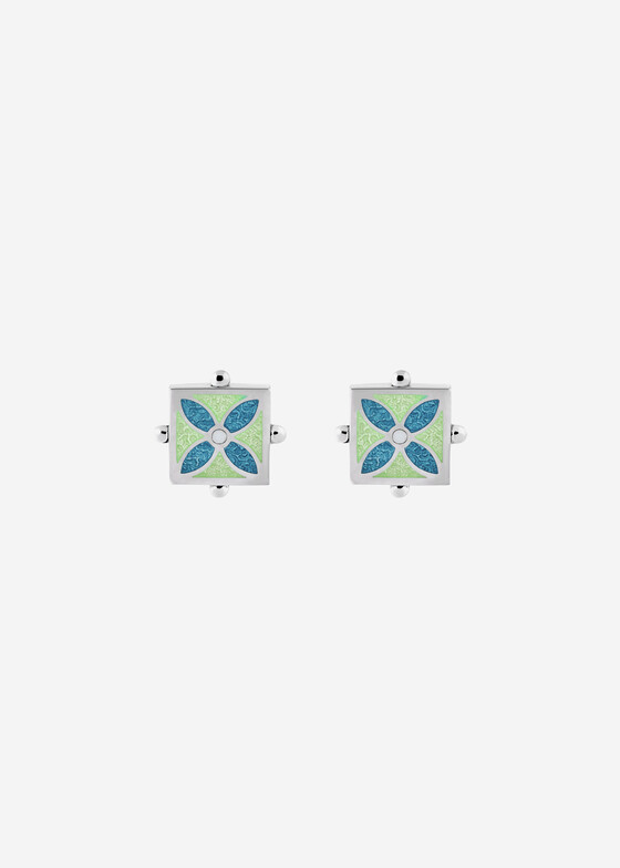 Пусеты MAJU enamel jewelry Серьги-пусеты из серебра Азулежу с вставками из горячей эмали