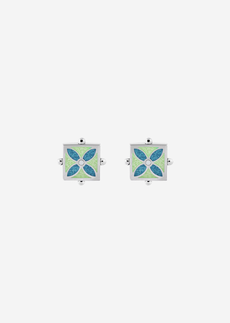 silver enamel stud earrings Azulejo