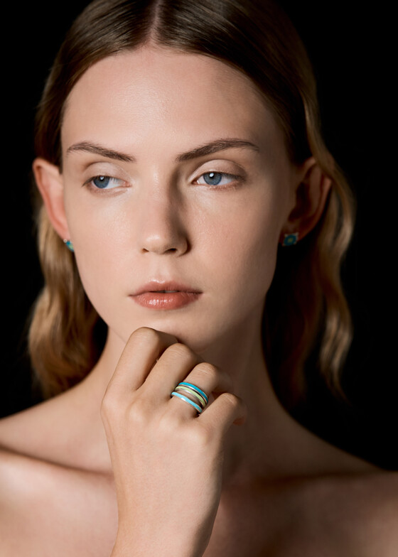 Сеты колец MAJU enamel jewelry Сет колец из серебра с вставками из горячей эмали