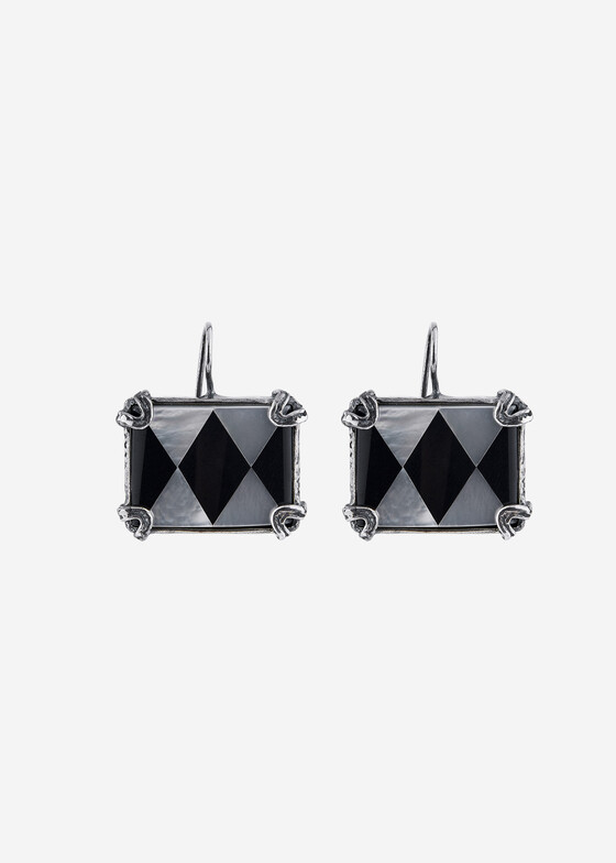 Серьги средней длины Gem Kingdom Серьги из серебра с перламутром и ониксом