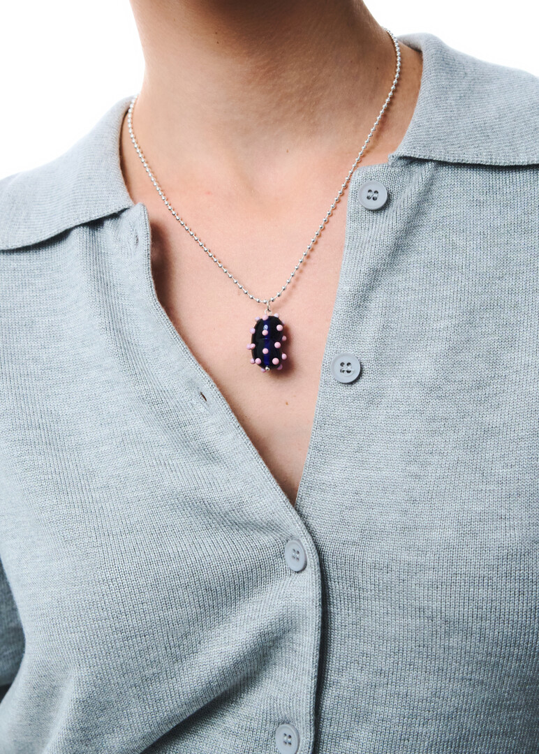 blue glass pendant Bean With Love