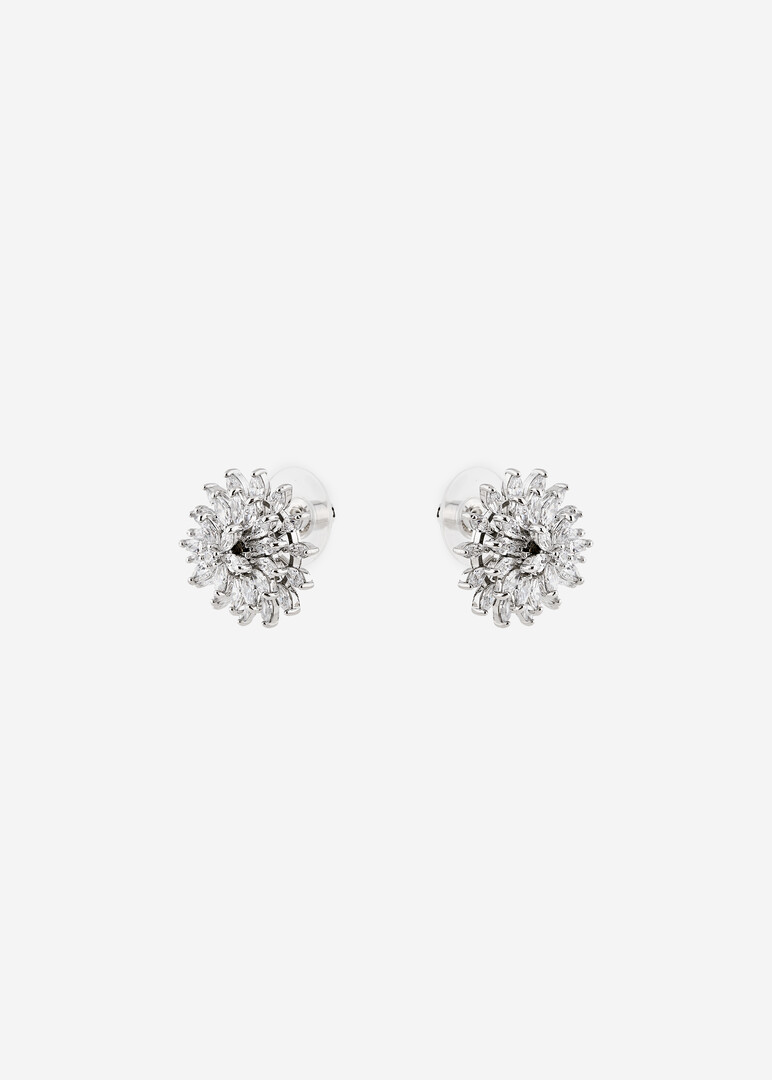 Серебристые серьги-снежинки из кристаллов