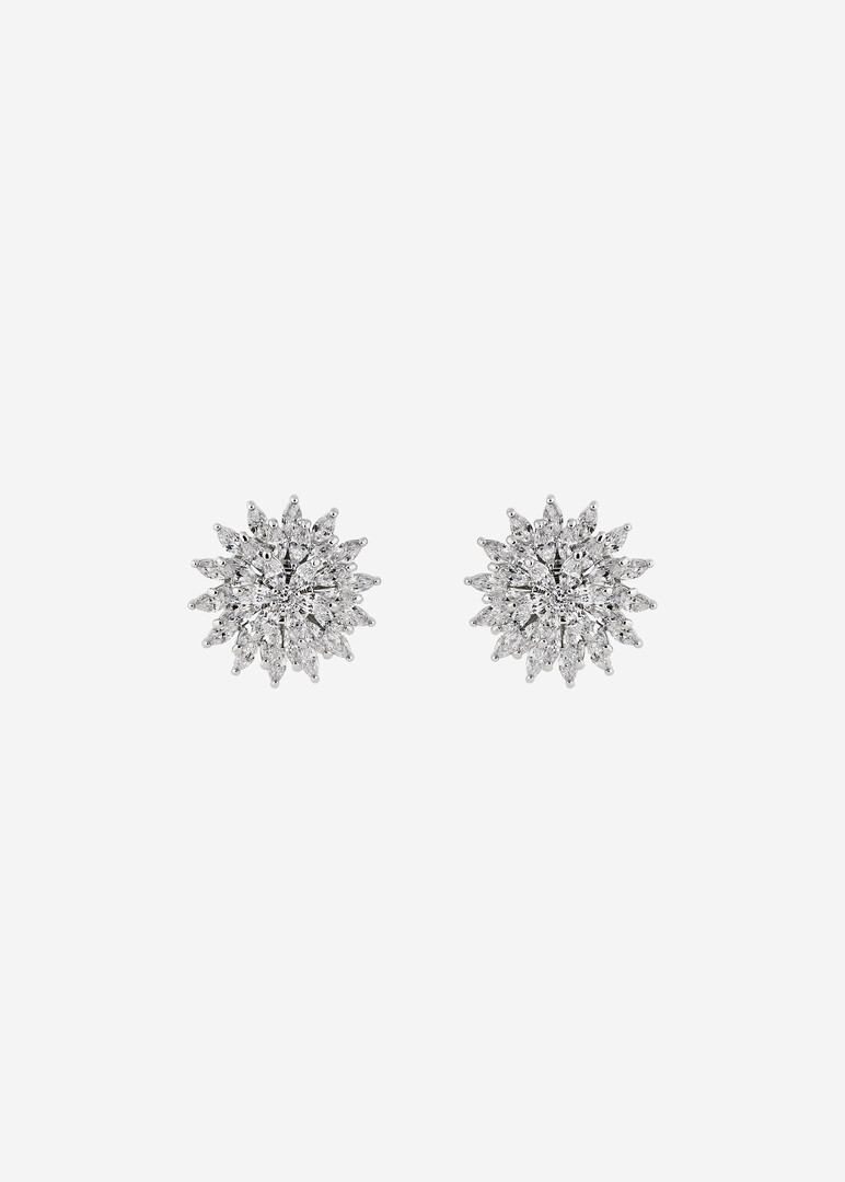 Серебристые серьги-снежинки из кристаллов
