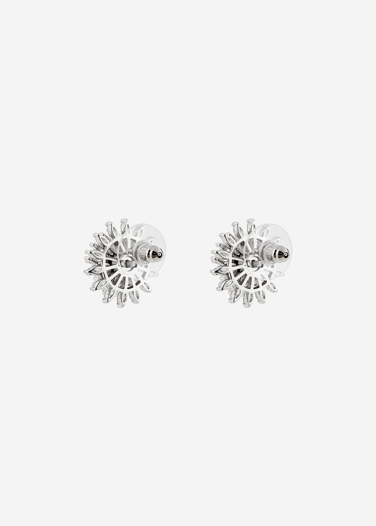 Серебристые серьги-снежинки из кристаллов