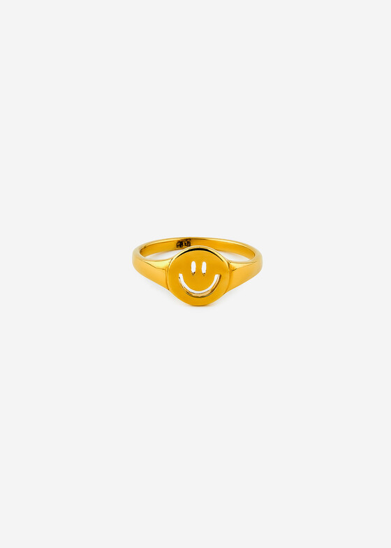 Печатки WANNA?BE! Позолоченное кольцо-печатка «Смайл»