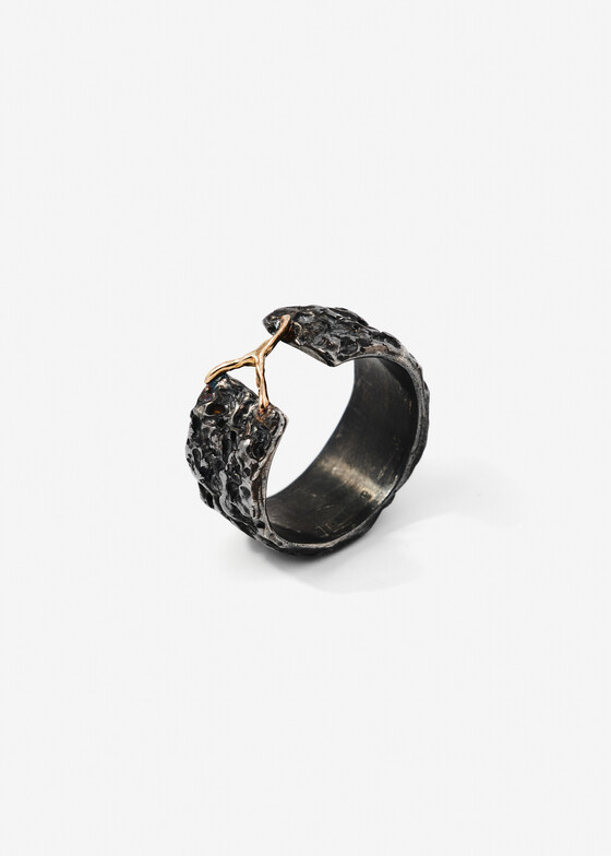 Широкие кольца Kintsugi Jewelry Кольцо Volcanic power из серебра