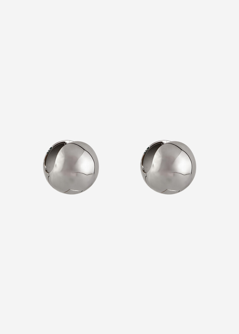 silver earrings «Ball with snake print»