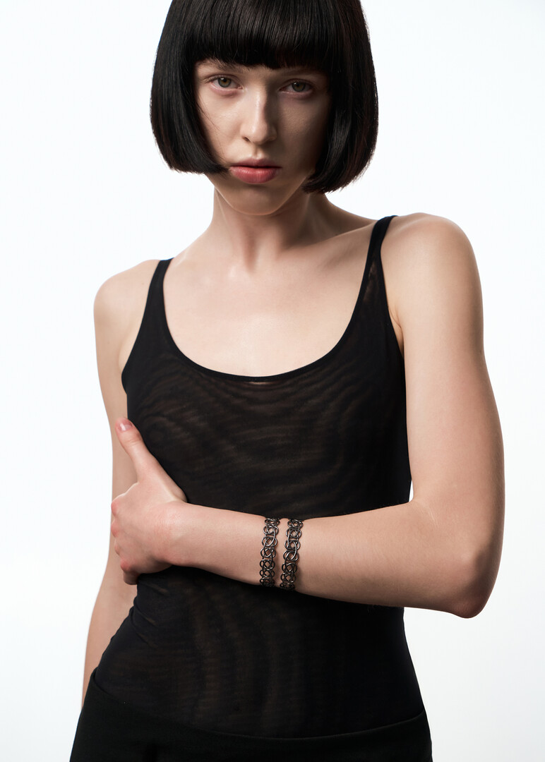 blackened silver tattoo bracelet