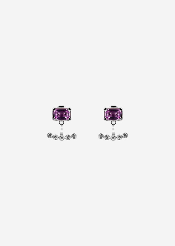 Пусеты Herald Percy Diamonds Серьги из белого золота с розовыми сапфирами и бриллиантами