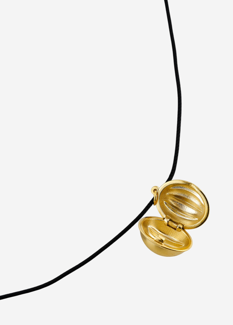 gold-plated silver necklace on a cord «Nut with a secret»