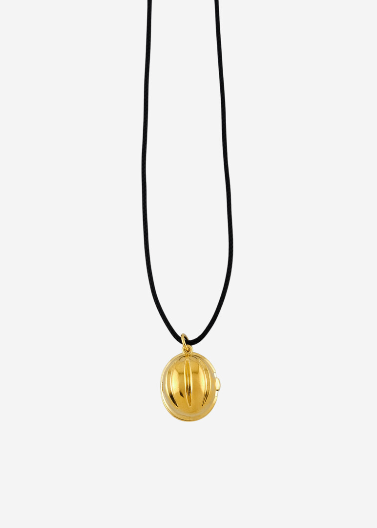 gold-plated silver necklace on a cord «Nut with a secret»