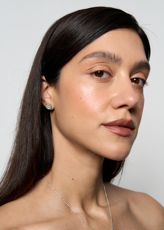 Пусеты MAJU enamel jewelry Пусеты из серебра с вставками из горячей эмали «Азулежу»