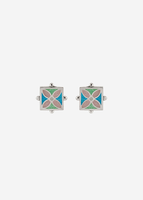 Пусеты MAJU enamel jewelry Пусеты из серебра с вставками из горячей эмали «Азулежу»