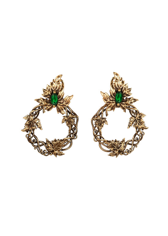 Акцентные серьги Fiore di Firenze Золотистые серьги с фианитами MASCHERA FLOREALE