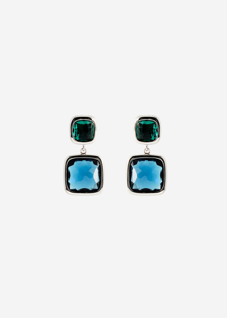 Earrings made of silver with blue cubic zirconia
