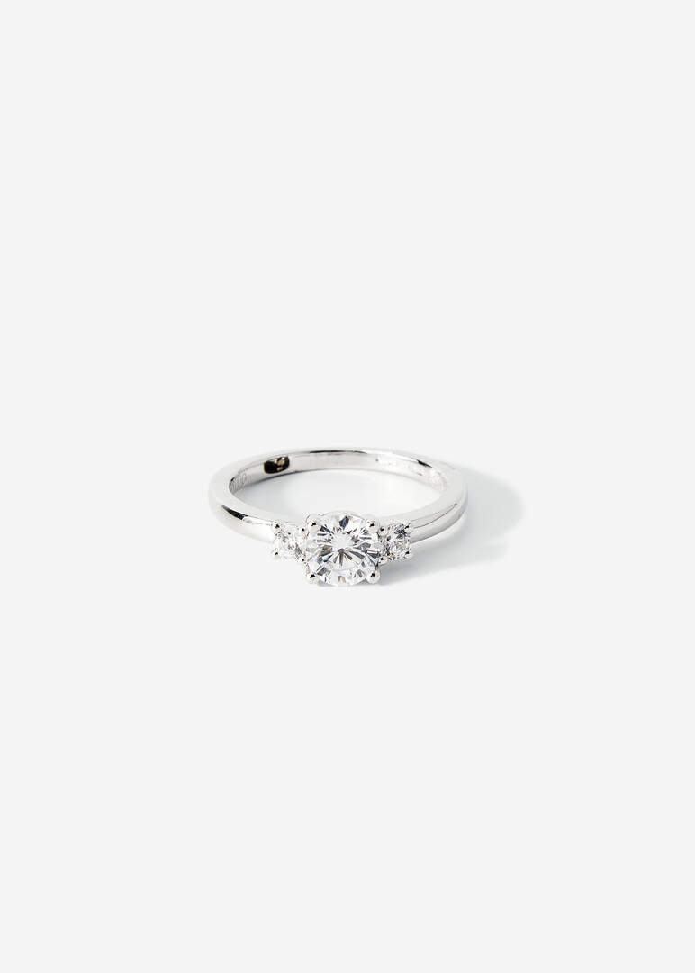 silver ring with a cubic zirconia
