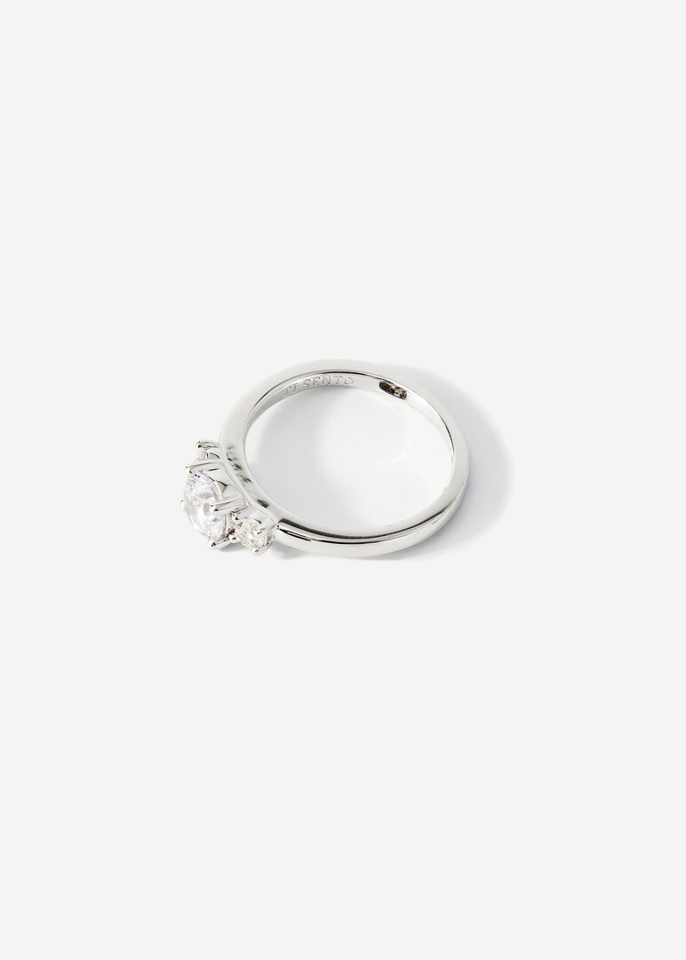 silver ring with a cubic zirconia