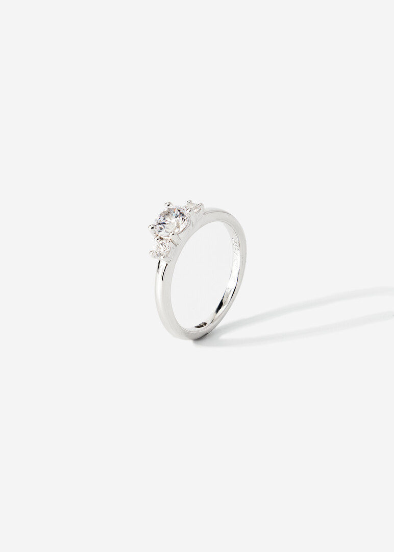 silver ring with a cubic zirconia