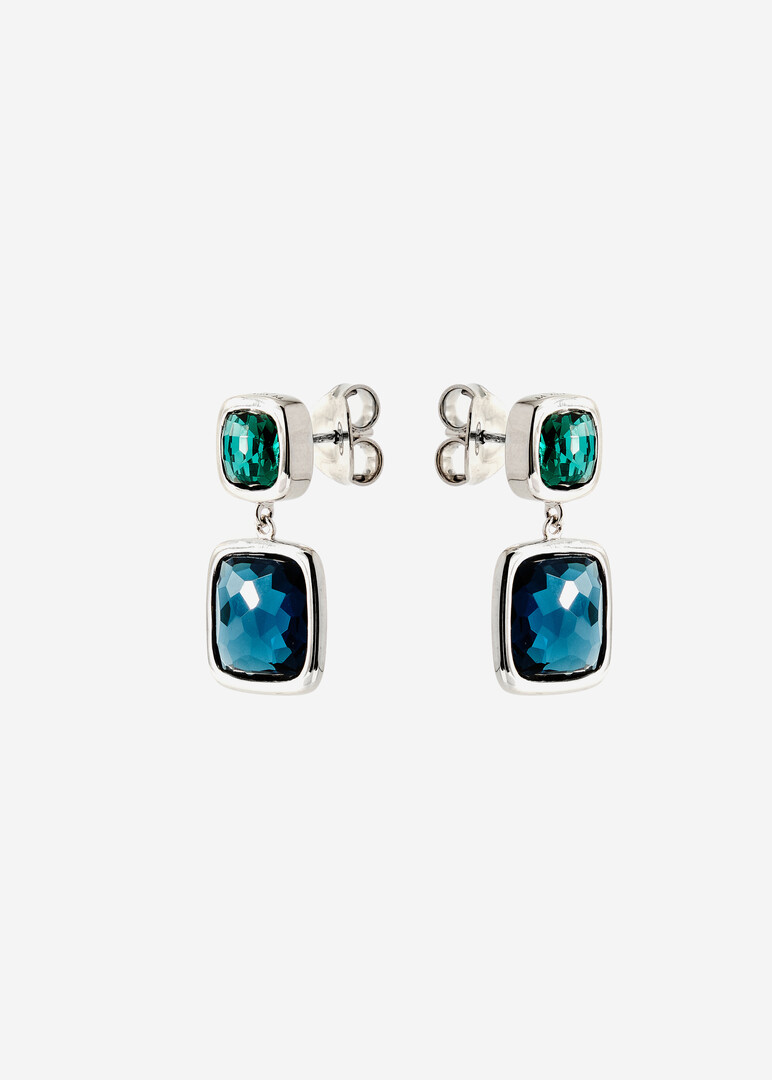 Earrings made of silver with blue cubic zirconia