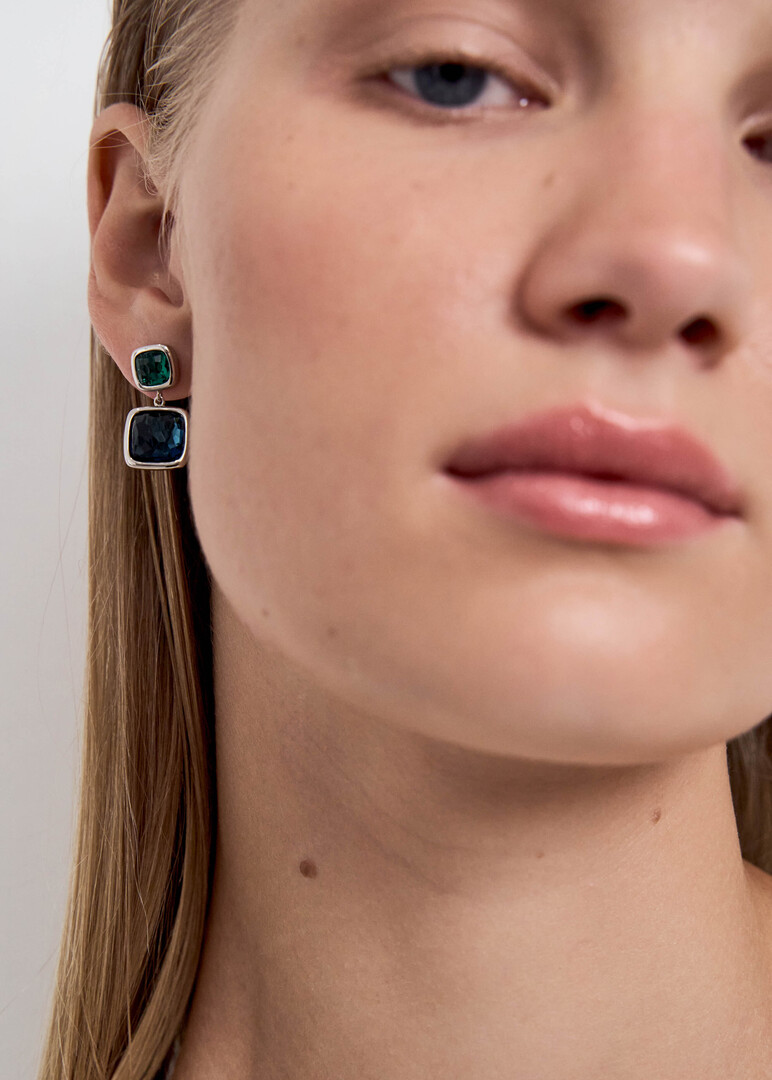 Earrings made of silver with blue cubic zirconia