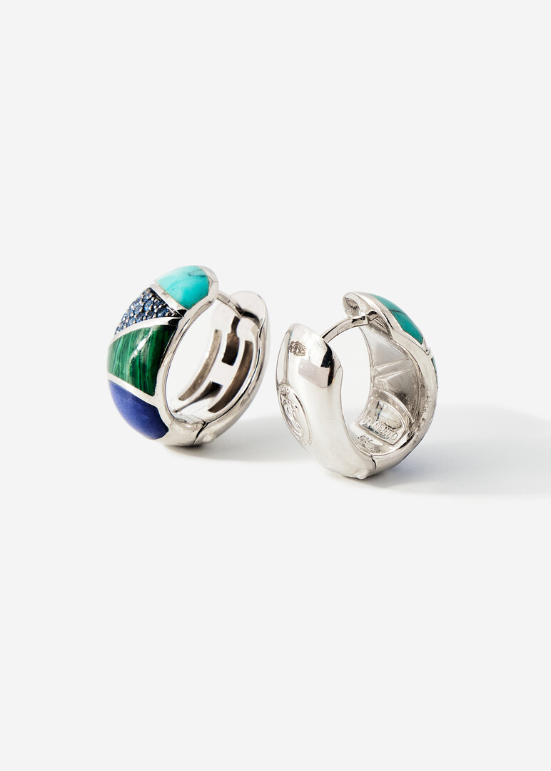 blue silver earrings with cubic zirconia