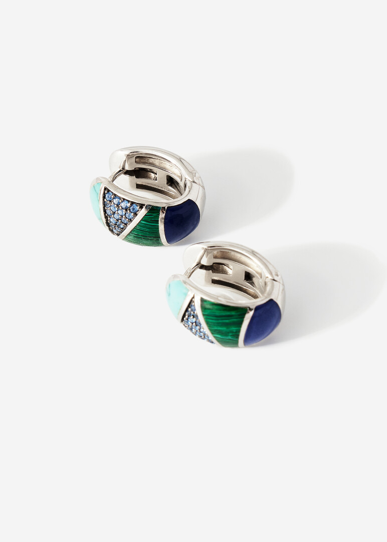 blue silver earrings with cubic zirconia
