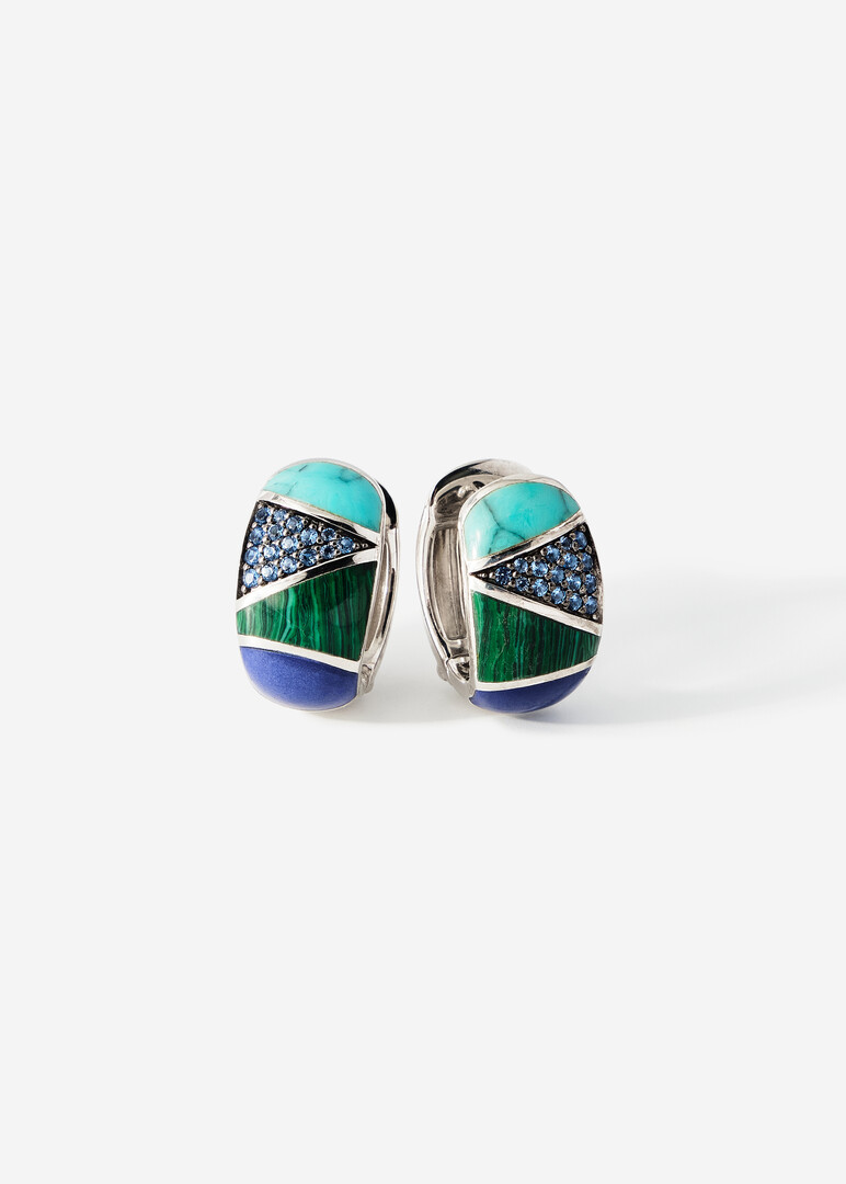 blue silver earrings with cubic zirconia