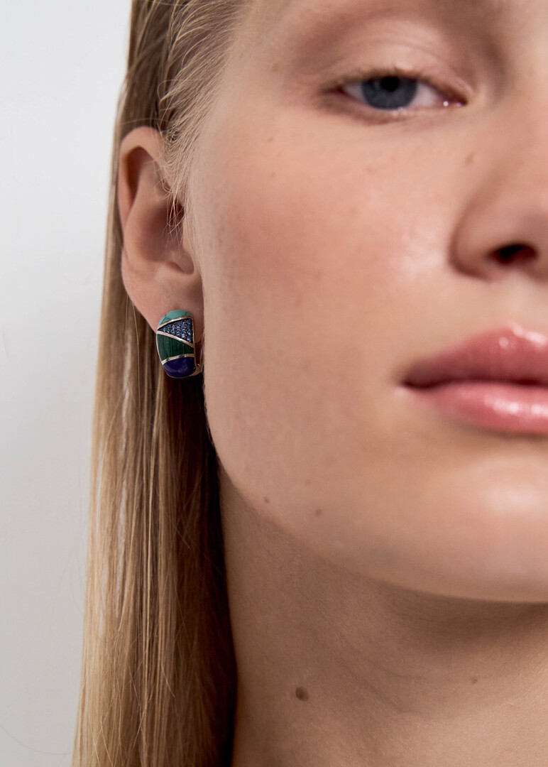 blue silver earrings with cubic zirconia