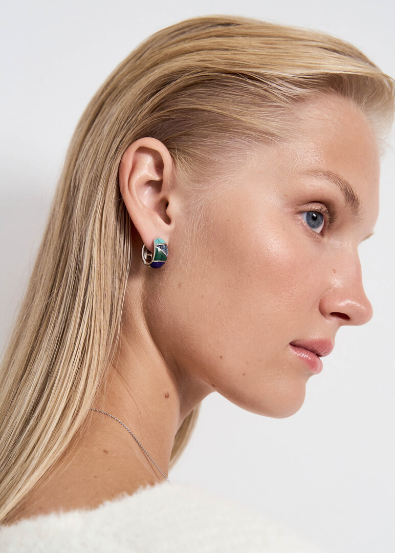 blue silver earrings with cubic zirconia