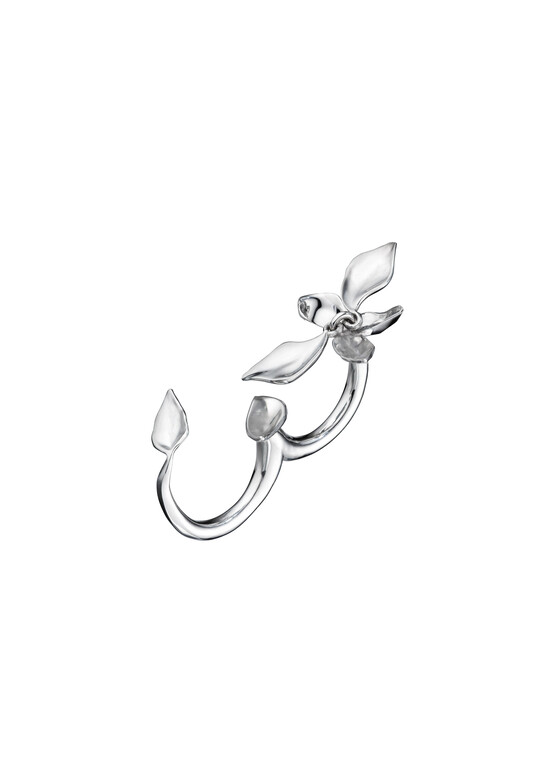 Открытые кольца Caviar Jewellery Серебристое кольцо на два пальца «Больше чем любовь»