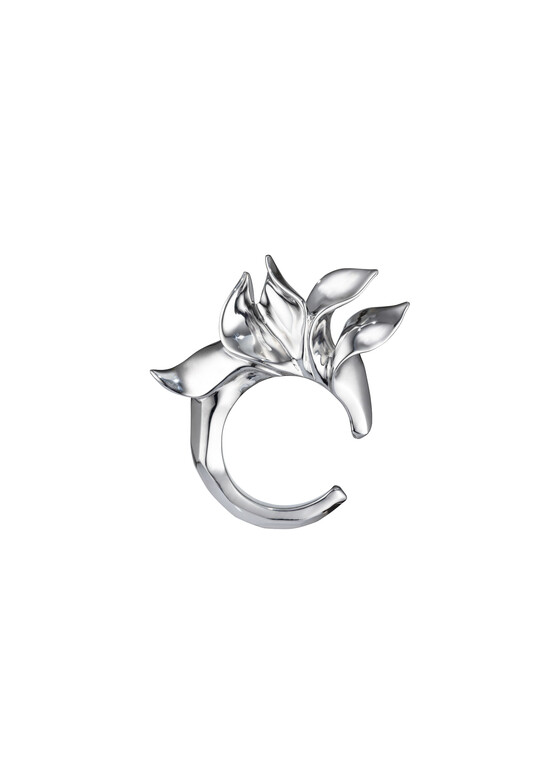 Широкие кольца Caviar Jewellery Серебристое кольцо с пламенными листьями «Больше чем любовь»