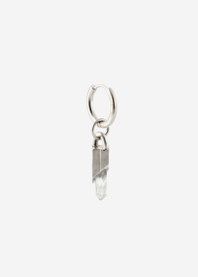 silver monoose earring with clear quartz Earring Classic with Wild Crystal
