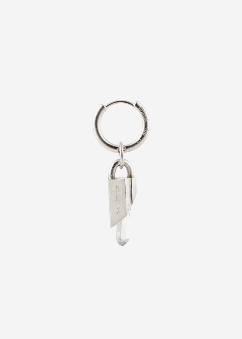 silver monoose earring with clear quartz Earring Classic with Wild Crystal