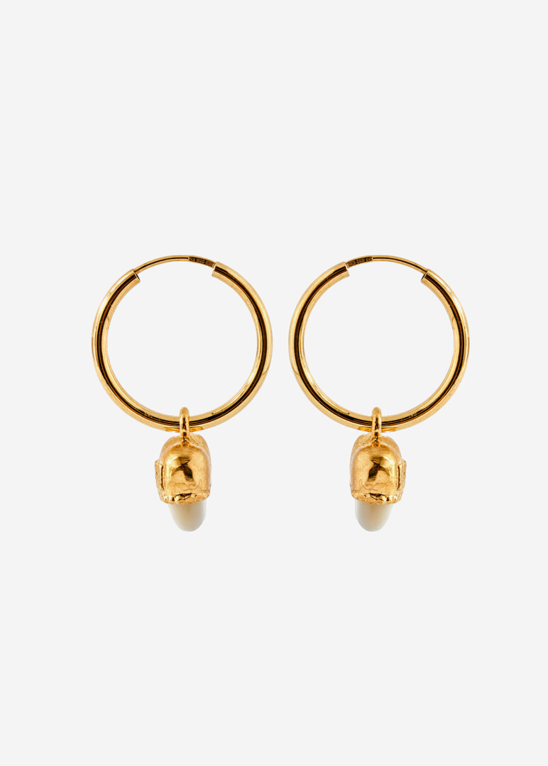 Gold-plated hoop earrings with white mother of pearl