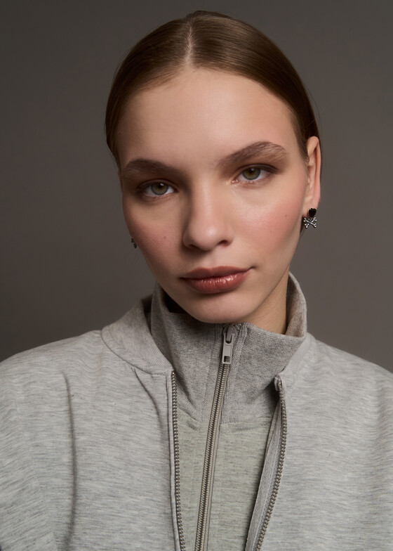 Серьги с подвесами Maximilian Silver Label Серьги «Эрос и Танатос» с черным фианитом и белыми фианитами