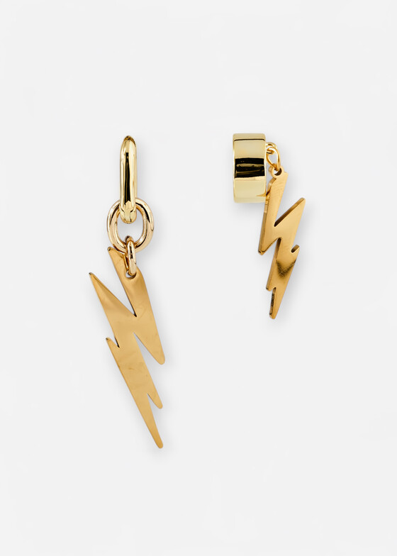 Асимметричные серьги TATI YORK Золотистые серьги Angry Zeus Gold