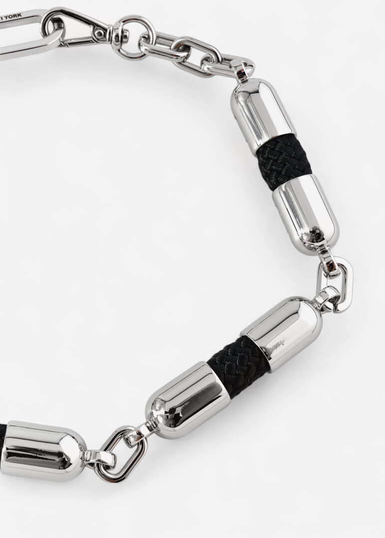 TATI YORK Mana Neck Black Silver Chain Necklace