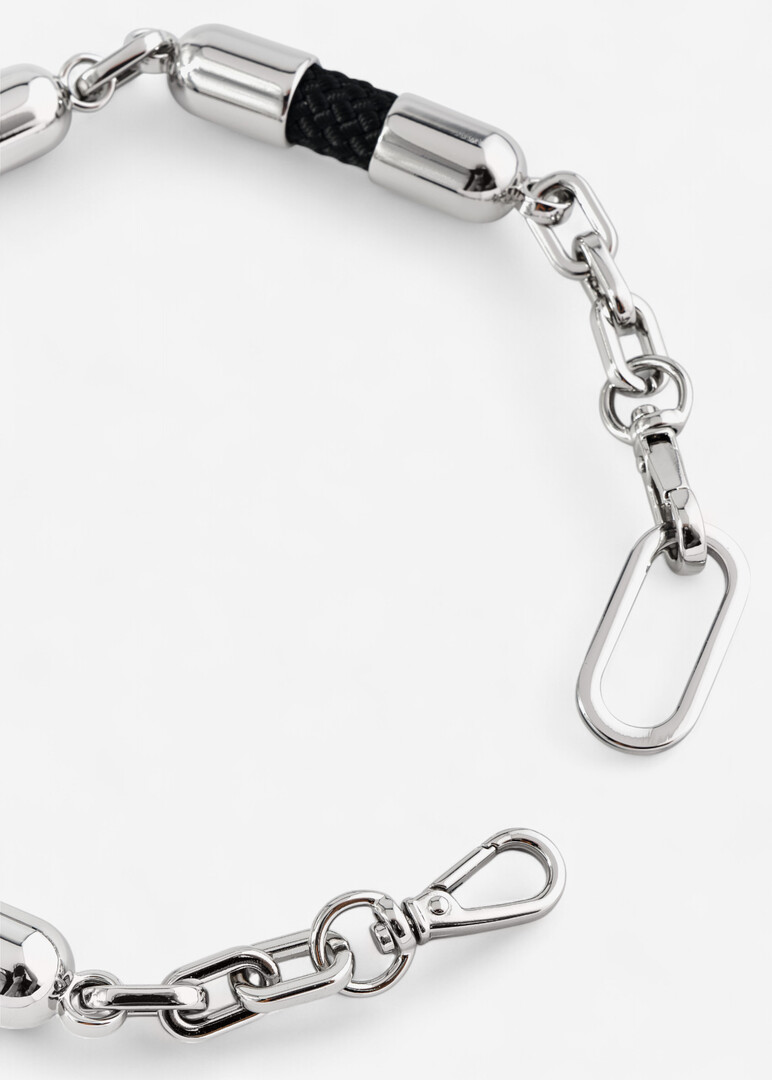 TATI YORK Mana Neck Black Silver Chain Necklace